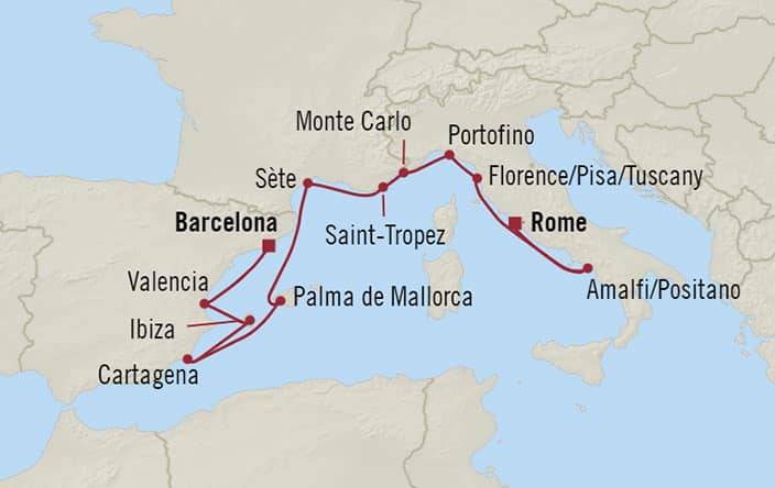 one way cruise from barcelona to rome