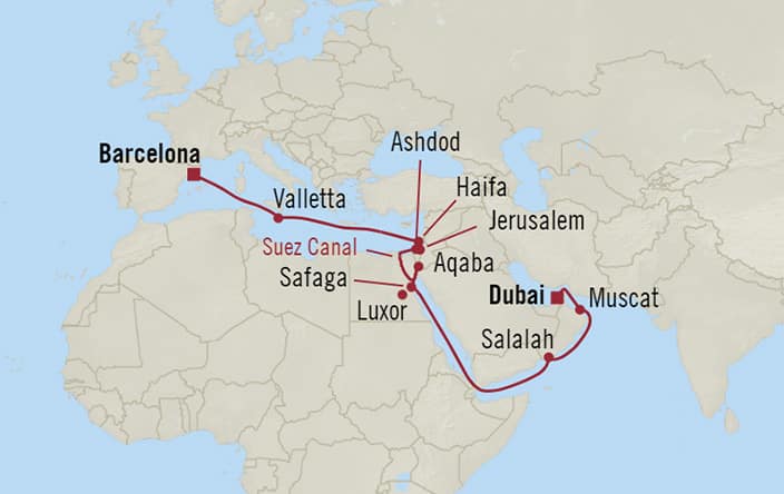 oceania cruise barcelona to dubai